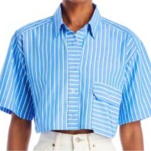 Steve Madden Blue and White Striped Casual Shirt